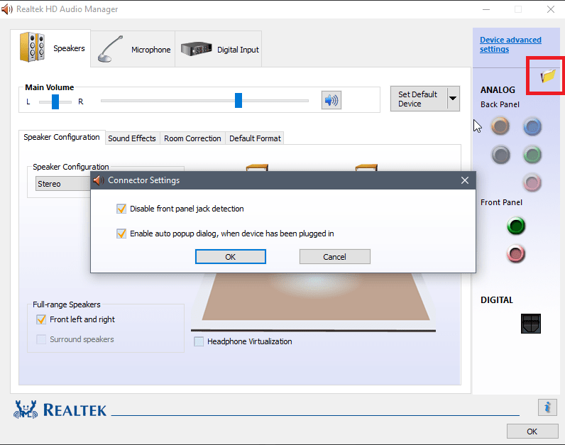 Front Audio-kontakten fungerer ikke i Windows 10 Fix