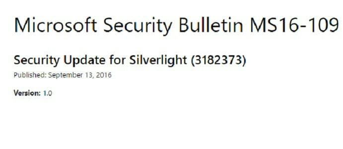 Патч вторник KB3182373 исправляет уязвимость Silverlight.