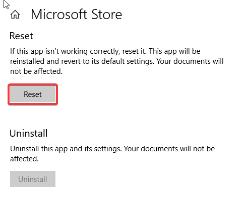 Microsoft 계정에 연결된 해당 장치가없는 Microsoft Store 재설정