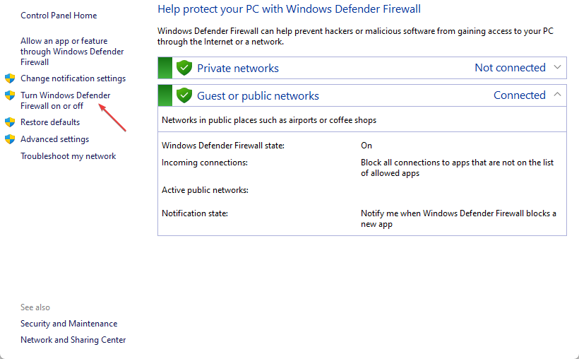 כבה והפעל את Windows Defender