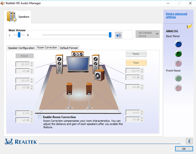 스피커 설정 Realtek HD Audio Manager 다운로드