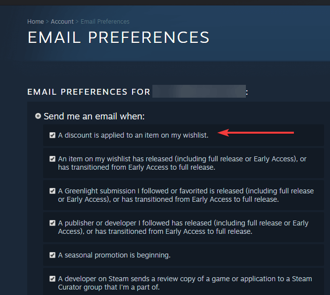 preferências de e-mail alerta quando o jogo está à venda