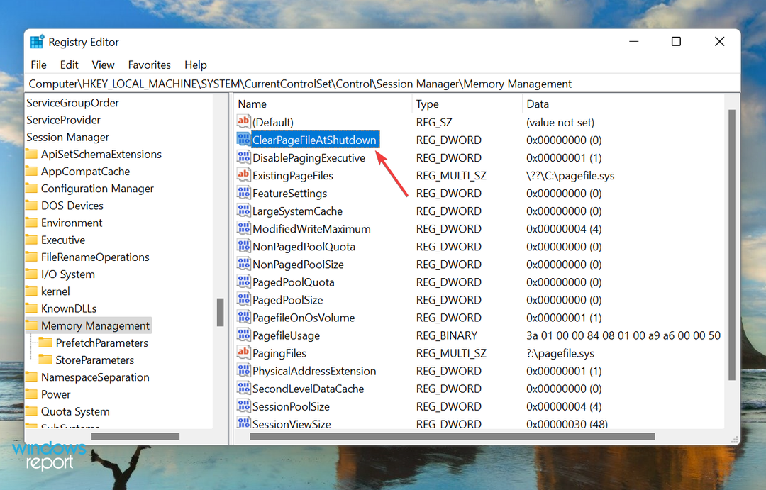 ClearPageFileAtShutdown da popravite Windows 11 koji ne koristi sav ram