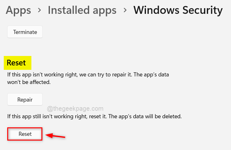 Állítsa vissza a Windows Security App 11zon alkalmazást