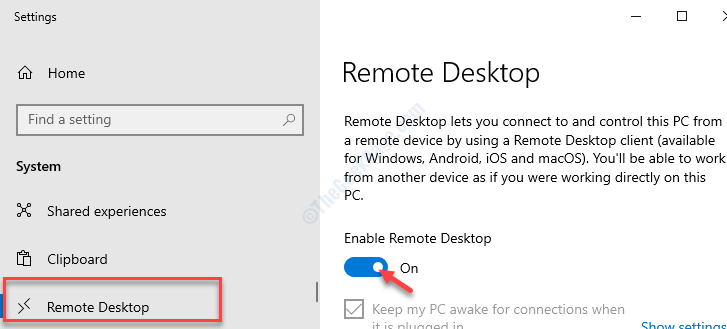 Code d'erreur de bureau à distance 0x104 dans Windows 10 Fix