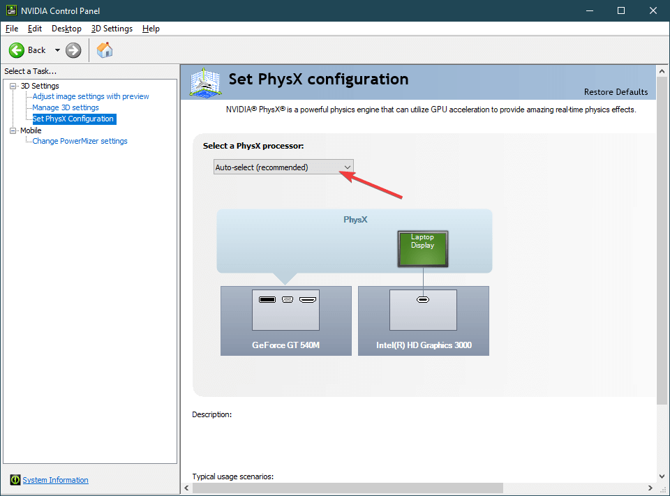 PhysX-configuratie instellen