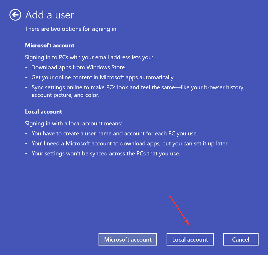 Windows 11で他のアプリが使用しているアカウントを削除するためのローカルアカウント