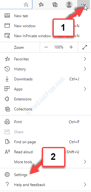 Configuración de Microsoft Edge Three Horizontal Dots