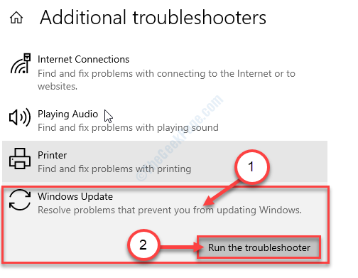 Ejecute la actualización de la ventana Troubleshotoers