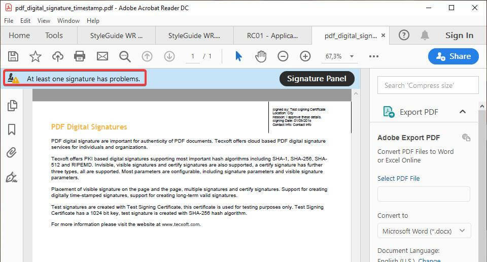 Adobe reader не видит сертификат цифровой подписи