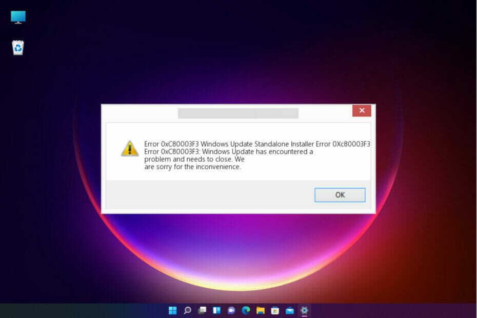 Correction de l'erreur de mise à jour Windows 0xc80003f3