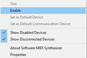 eszköz engedélyezése Az audioeszköz le van tiltva a Windows 10 rendszeren 