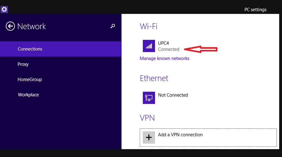 Windowsはネットワーク接続を表示します