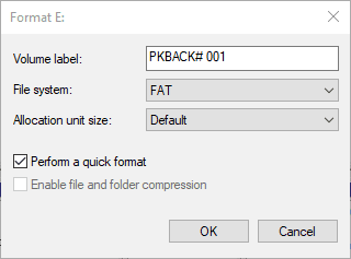 configurações de formato o pc não pode formatar 