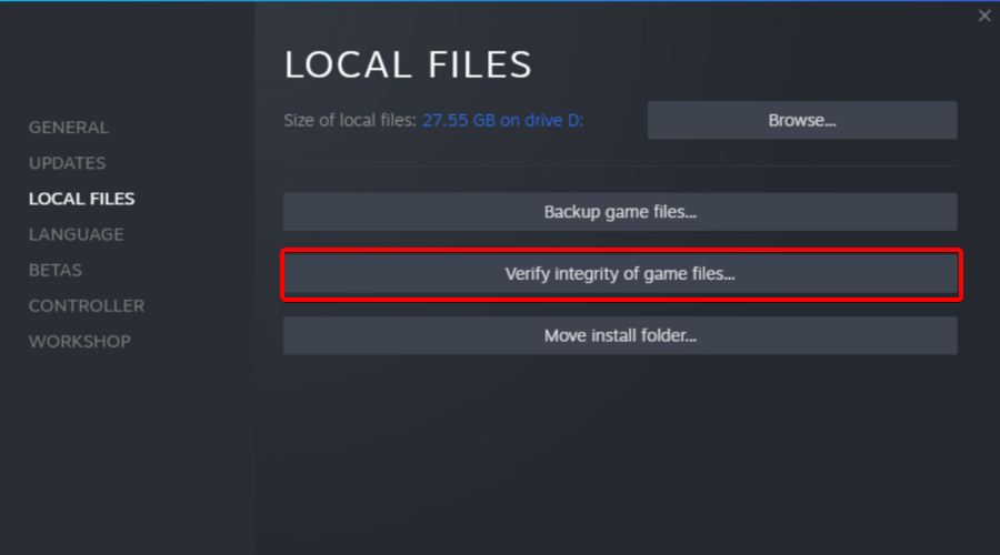 Verificar la integridad de los archivos del juego