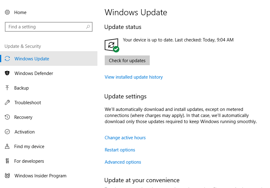 установить обновления Windows 10