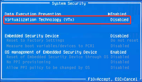 BIOS VT-x: n korjaamiseksi ei ole saatavilla (VERR_VMR_NO_VMX)