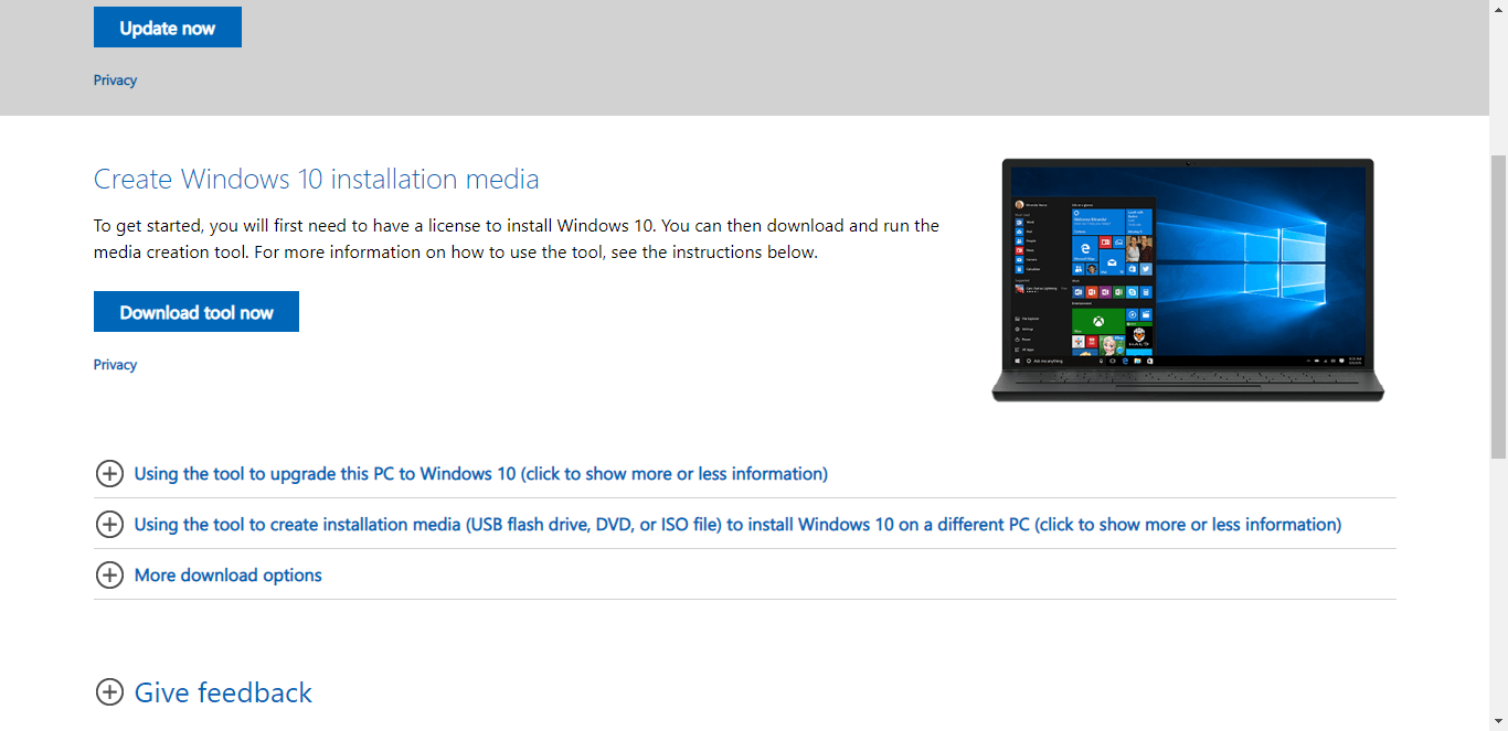 Windows Media Creation Tool Nedostatek místa Chyba