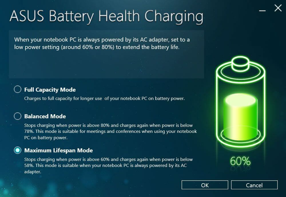 Asus Health batteriladdning