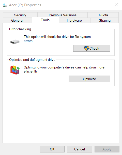 Кнопка перевірки Помилка 0x800701E3 у Windows 10