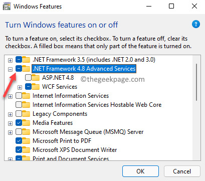 ميزات Windows تشغيل ميزات Windows أو إيقاف تشغيلها. net Framework 4 Series Check Min