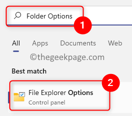 Opcje folderów wyszukiwania systemu Windows Min