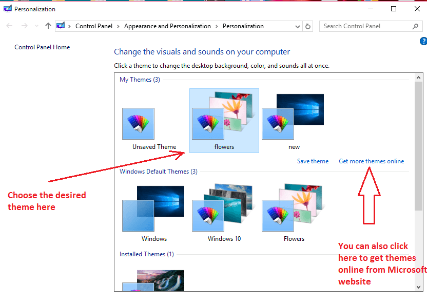 Как да промените и инсталирате тема в Windows 10