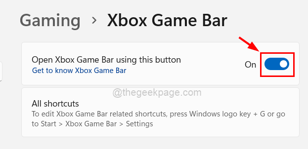Avage mängulehel Xboxi mänguriba Toggle 11zon
