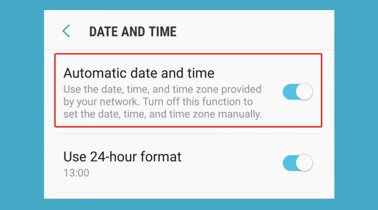 Android näyttää automaattisen päivämäärän ja kellonajan