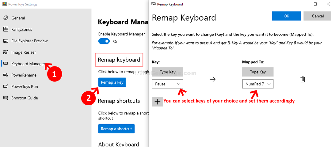 Keyboard Manager Remap Клавіатура Встановіть їх відповідно до ваших уподобань