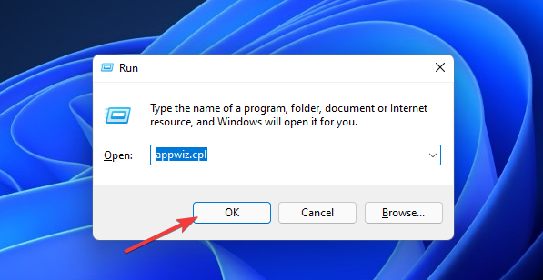 Il comando appwiz.cpl errore di attivazione di Windows 11 0x87e10bc6