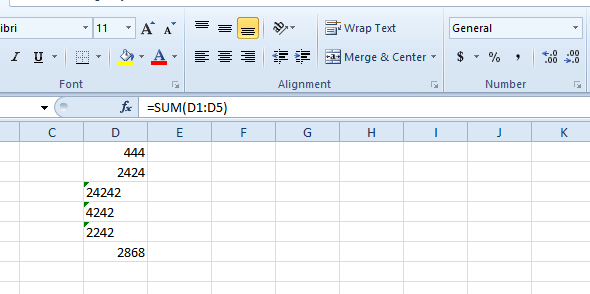უჯრედები, რომლებსაც აქვთ ტექსტური ფორმატის Excel ცხრილები, არ არის დამატებული სწორად