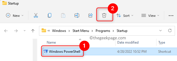 Pasta de inicialização do Windows Powershell Excluir Min