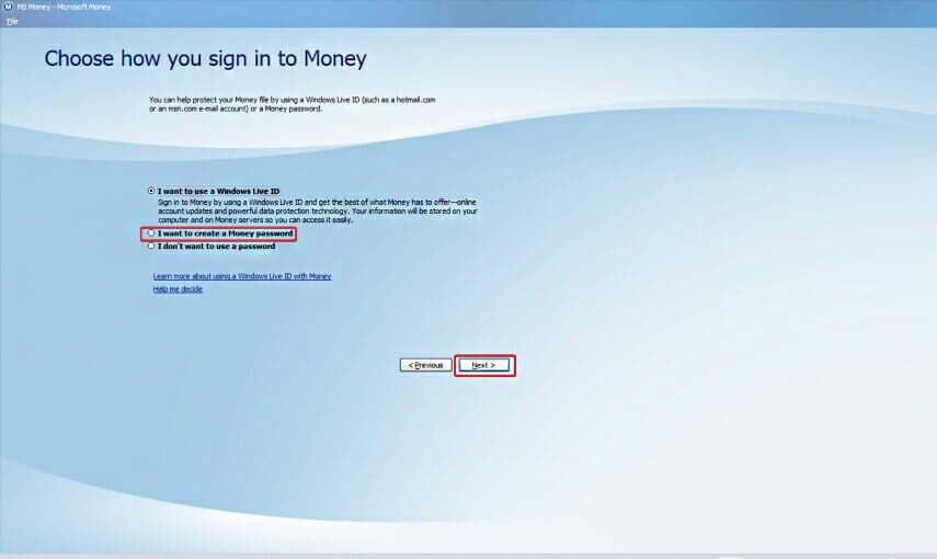 Meluncurkan MS Money langkah 3
