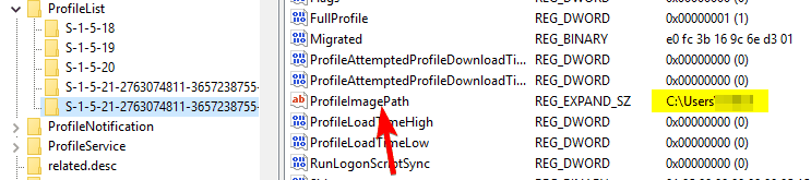 profileimagepath väärtuste register Microsofti kontoga Windows 10 ei saa sisse logida