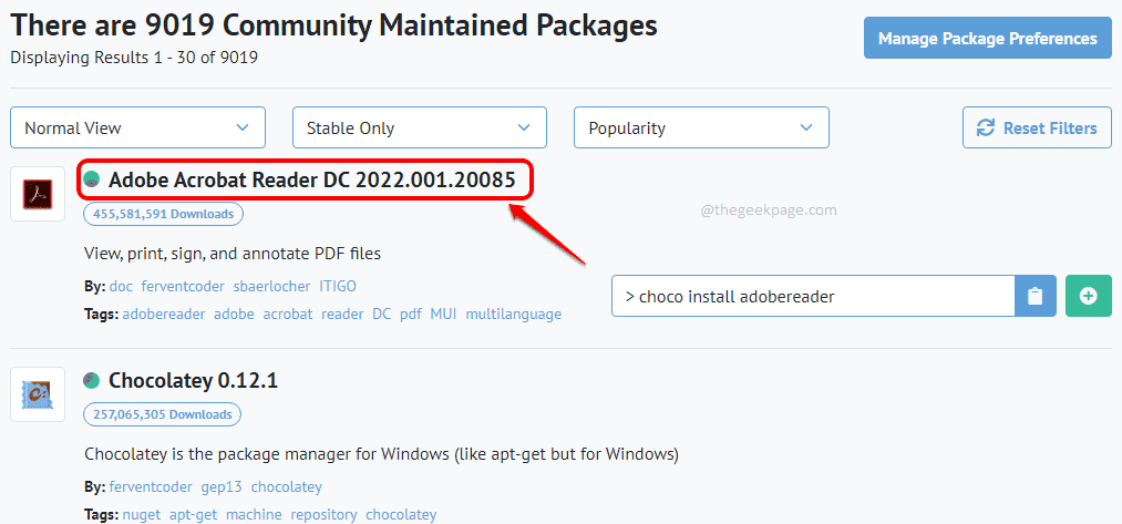 3 Kliknite Package Optimized