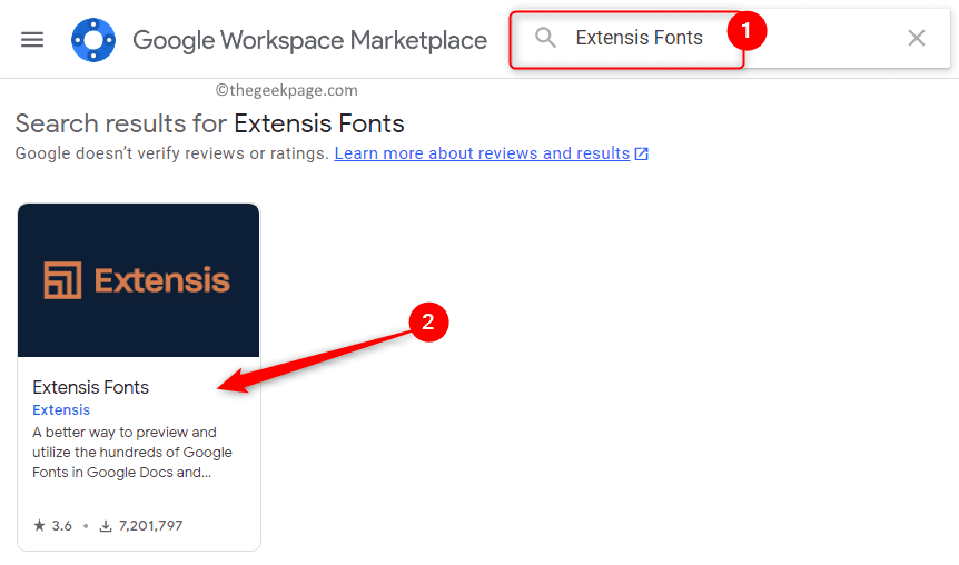 Google Workspace Marketplace-Add-On Extensis-Schriftarten Min