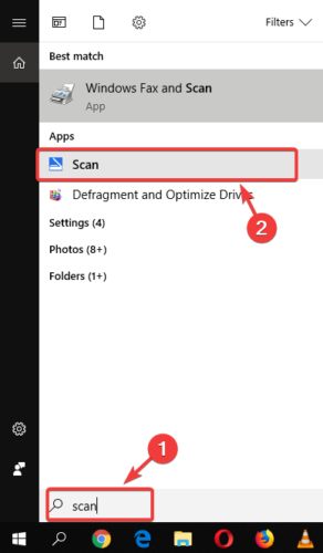 skenēt lietotnes meklēšanu atrast skenētos dokumentus Windows 10