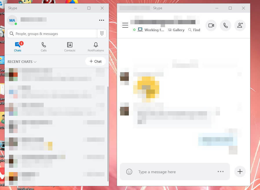 Janela de chat do Skype como reagrupar janelas no skype