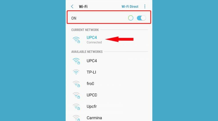 Android pokazuje da je WiFi povezan