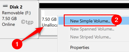 Wählen Sie USB New Simple Volume Min