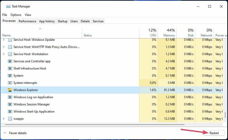 Možnost restartu Windows 11 kopírování a vložení nefunguje
