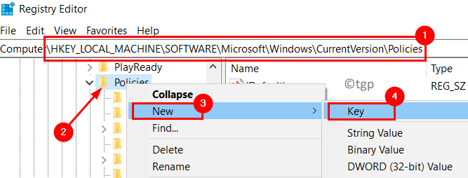 Registry Windows Currentversion Policyer Ny nøkkel Min