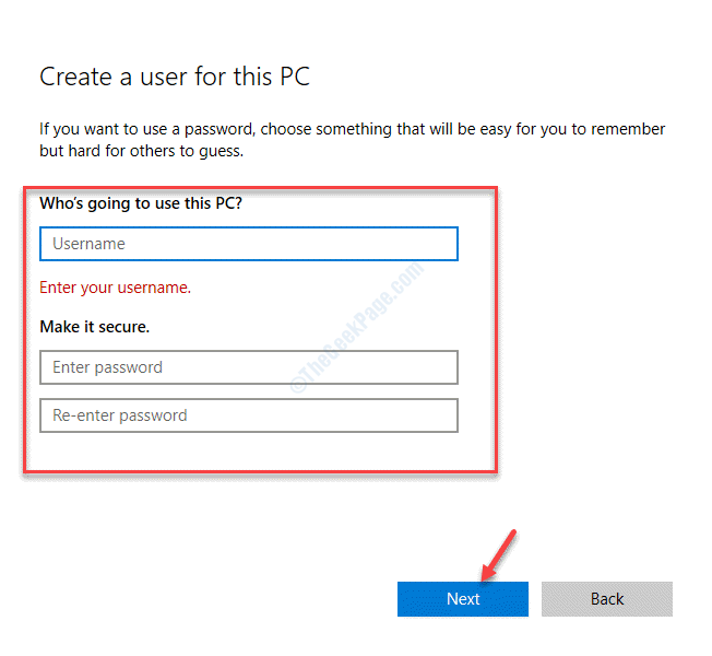 Skapa en användare för denna dator Lägg till användarnamn och lösenord Nästa