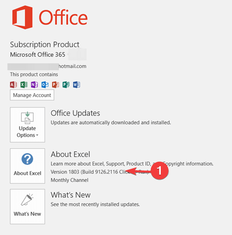 Office 365 sull'applicazione Outlook non riuscita per l'esecuzione del server excel