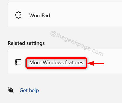 افتح صفحة ميزات Windows Win11