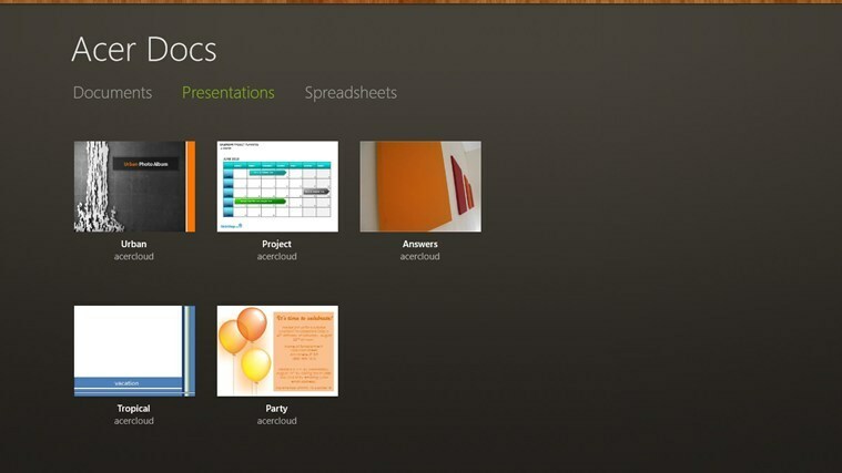 AcerがWindows8、10アプリの写真、音楽、ドキュメント、リモートファイルを起動