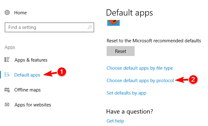 pasirinkite numatytąsias programas pagal protokolą, kai kurios miniatiūros nerodomos „Windows 10“