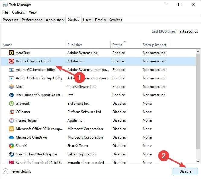 Feladatkezelő letiltás gomb - Az Adobe scanner nem támogatja az előre beállított beállításokat