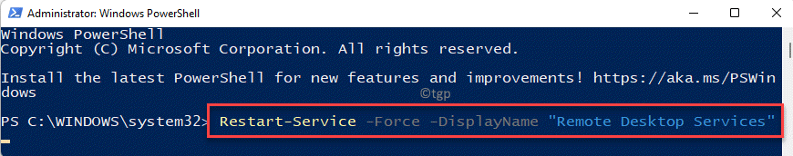 Windows Powershell (admin) Befehl ausführen, um Rdp neu zu starten Alternativer Befehl Geben Sie Min. ein
